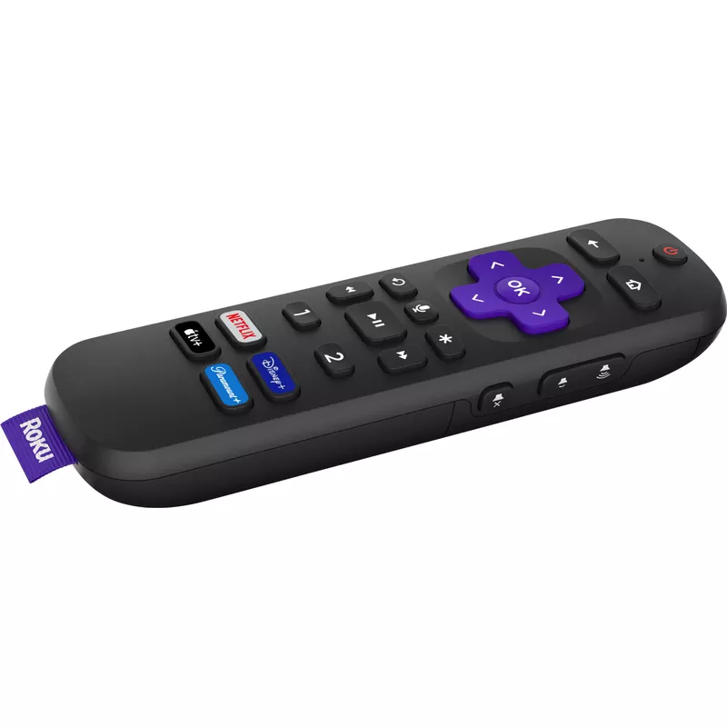 Voice Remote Pro – Rechargeable Remote with TV Controls for Roku Players, Roku TV, and Roku Streambars - Black