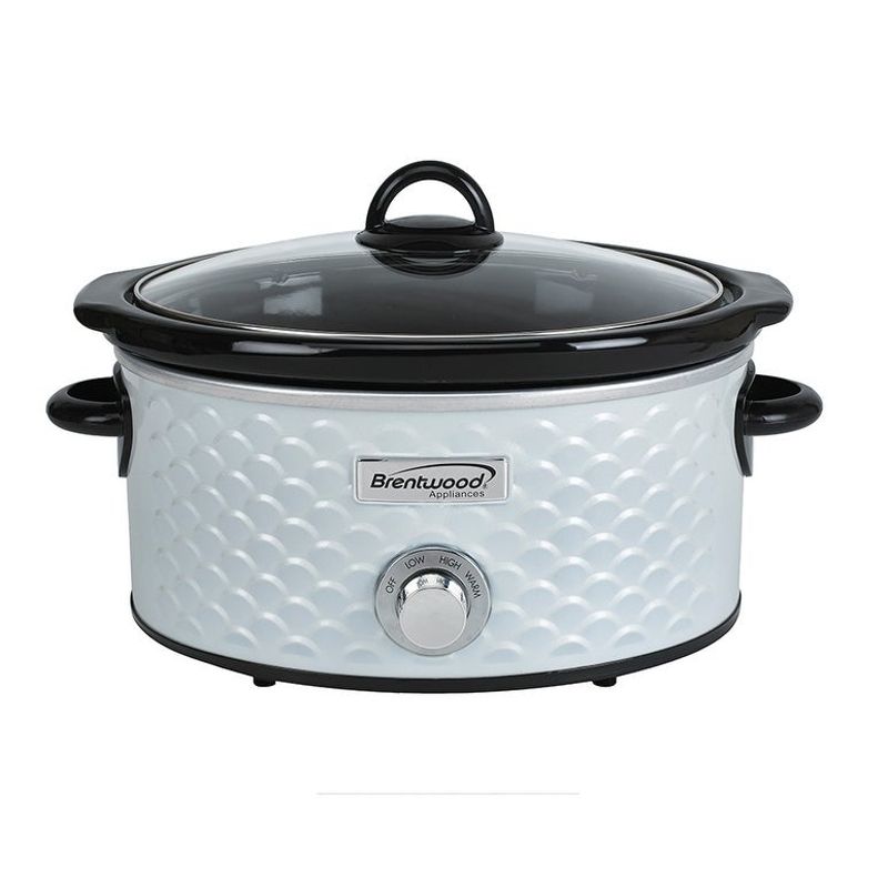Brentwood Scallop Pattern 4.5 Quart Slow Cooker - White