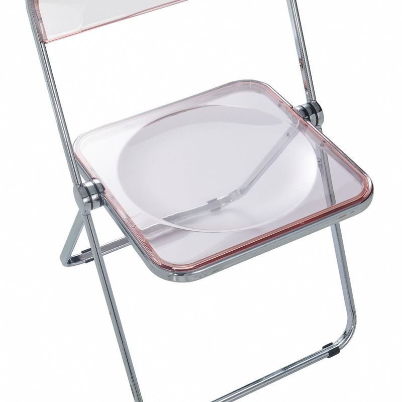 LeisureMod Lawrence Acrylic Folding Chair With Metal Frame - 30" - Transparent Black