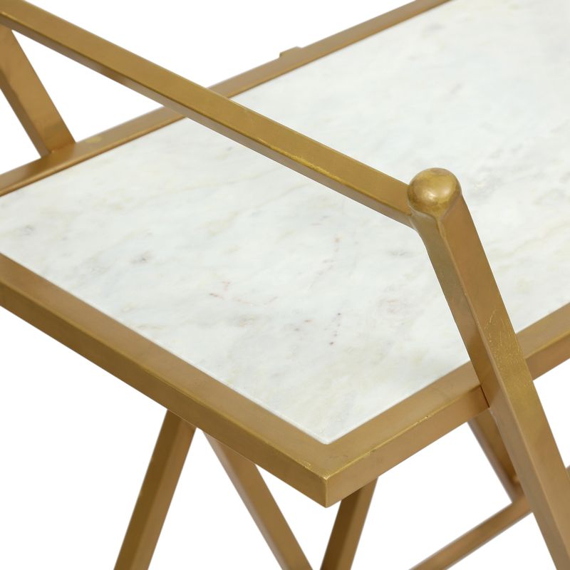 Chaves Marble Bar Cart by Christopher Knight Home - MDF/Metal - White + Gold