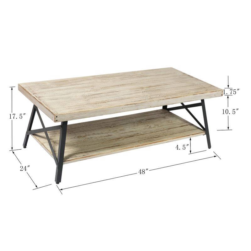 Carbon Loft Oliver Modern Rustic Wood Coffee Table - Brushed Grey