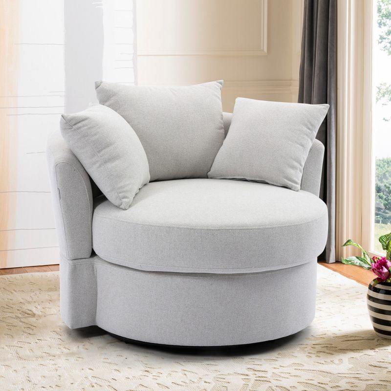 Modern Linen Swivel Accent Chair Bucket Chair - Beige