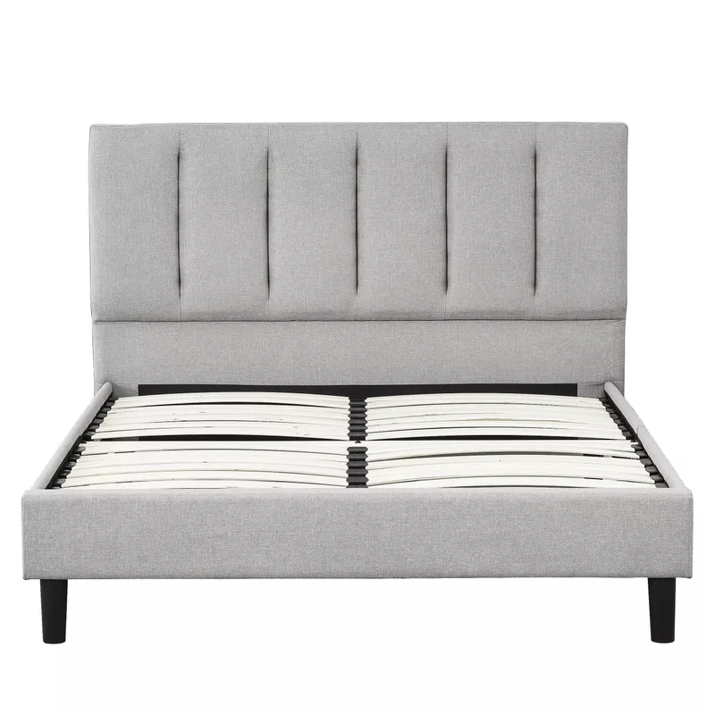 Ellie Queen Tufted Platform Bed with 10 in. Memory Foam Mattress and 2 Foam Pillows