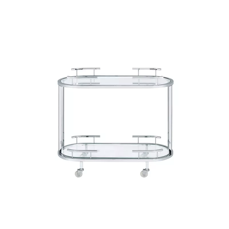 ACME Piffo Serving Cart Set, Clear Glass & Chrome Finish