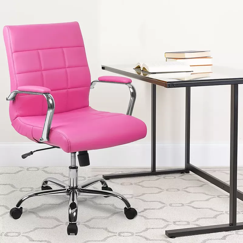 Alamont Home - Vivian Contemporary Vinyl Executive Swivel Office Chair - Pink