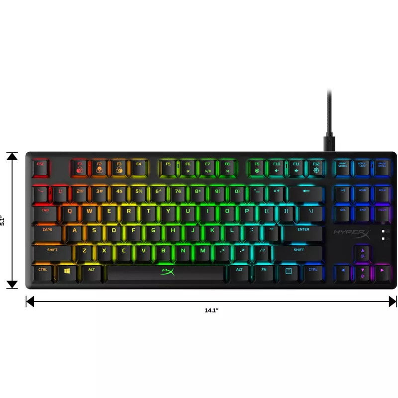 HyperX - Alloy Origins Core TKL Wired Mechanical Tactile Aqua Switch Gaming Keyboard with RGB Back Lighting - Black