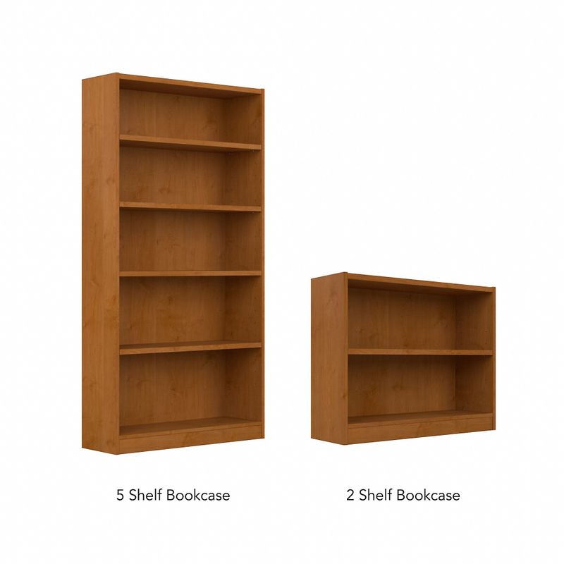 Rent to own Universal Tall 5 Shelf Bookcase Set of 2 by Bush Furniture Ash Gray