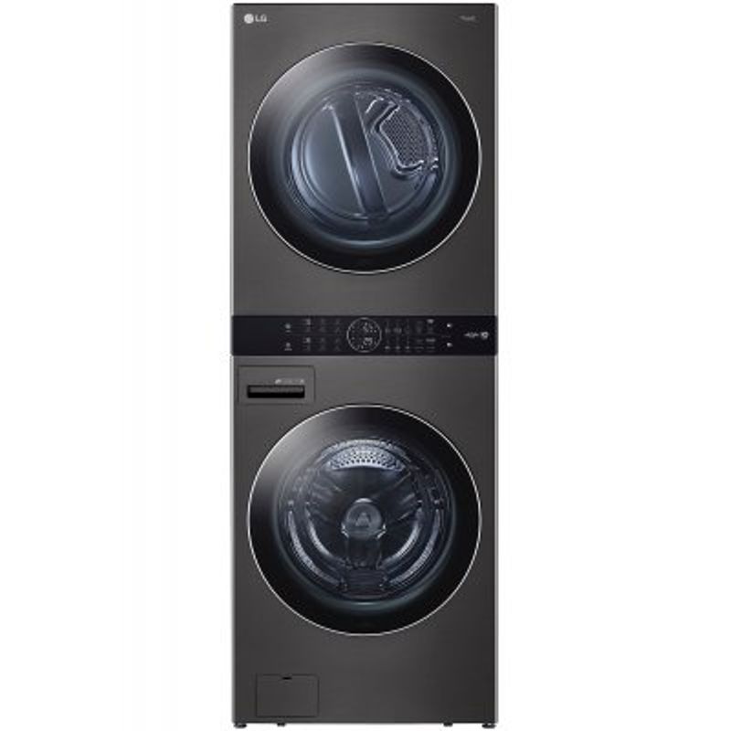 Lg 27" Black Steel Washtower With Center Control Single Unit Front Load 4.5 Cu. Ft. Washer And 7.4 Cu. Ft. Electric Dryer Combo