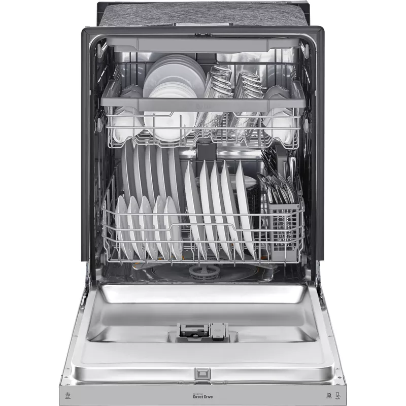 LG - 24" Front Control Smart Built-In Stainless Steel Tub Dishwasher with 3rd Rack, Quadwash, and 48dba - Stainless Steel