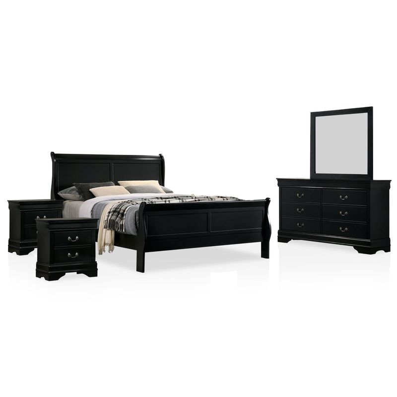 Furniture of America Lavina Transitional Solid Wood 5-Piece Bedroom Set - California King - Grey