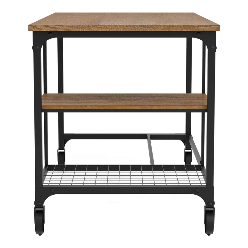 Industrial Metal Computer Desk with Casters in Antique Black