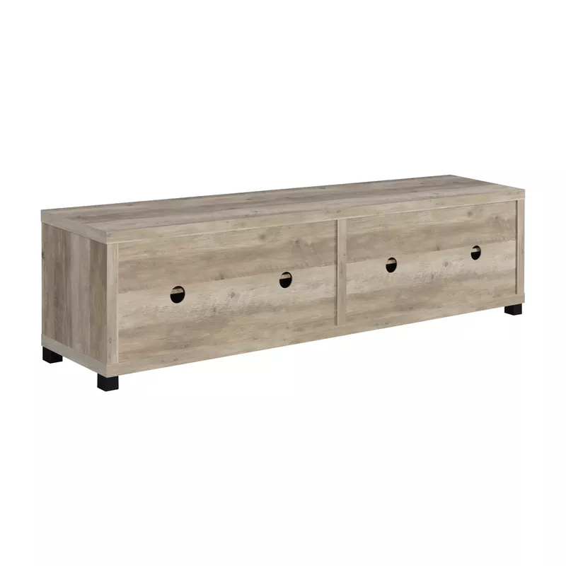 Rectangular TV Console with Glass Doors Antique Pine