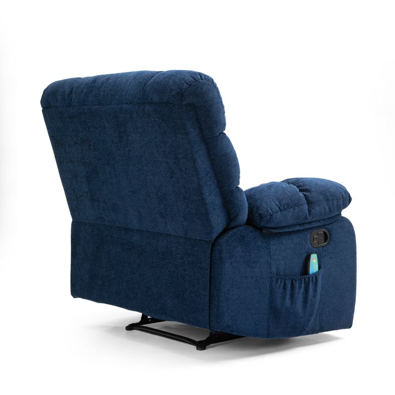 Blackshear Indoor  Pillow Tufted Massage Recliner by Christopher Knight Home - Black + Navy Blue