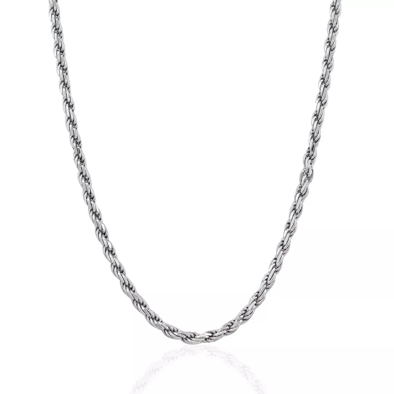 Sterling Silver 3.6mm Diamond Cut Rope Style Chain (22 Inch)