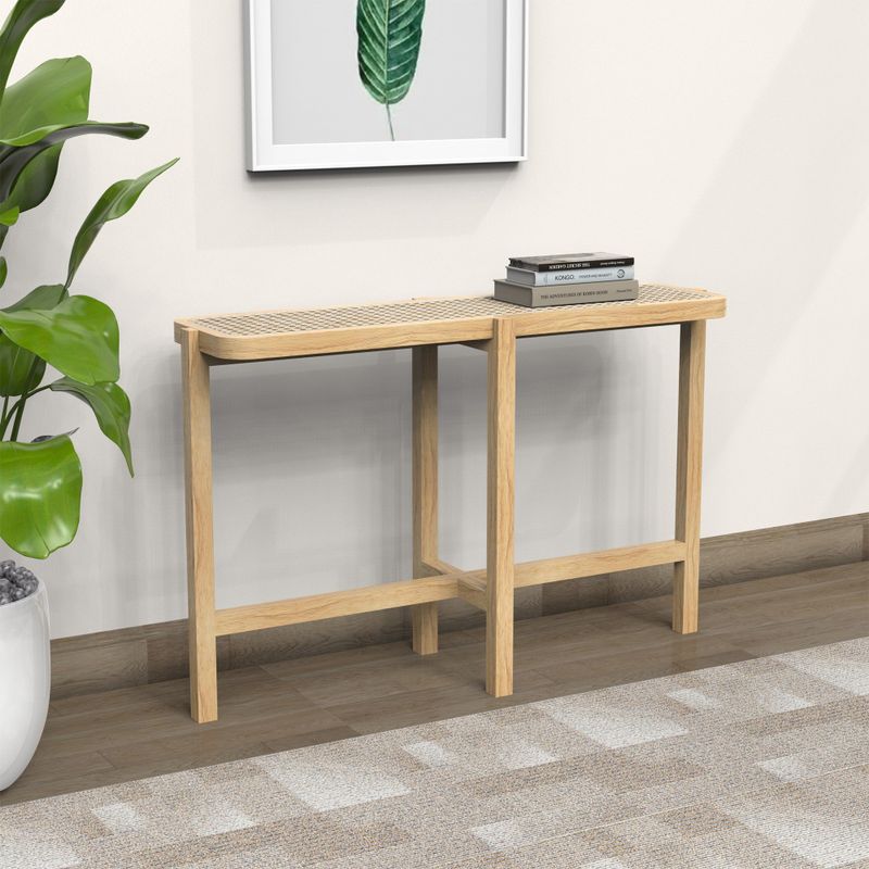 Marsie Wood and Rattan 48-inch Console Table - Natural