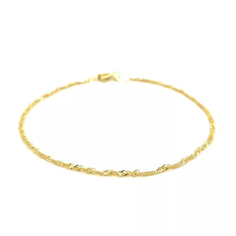 10k Yellow Gold Singapore Anklet 1.5mm (10 Inch)