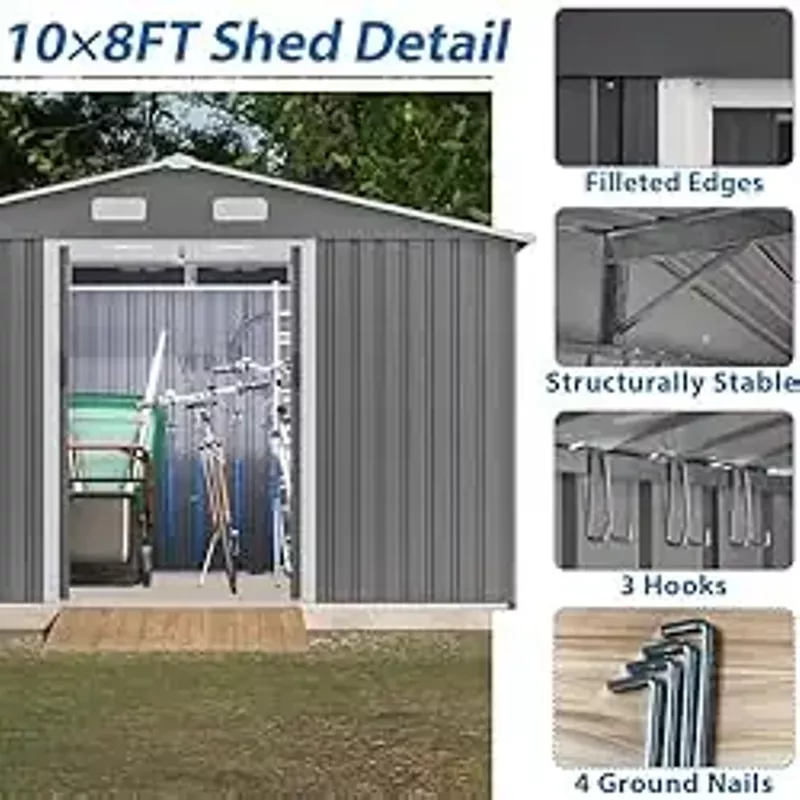 Rent to own DHPM 10X8 FT Outdoor Storage Shed Clearance, Metal ...