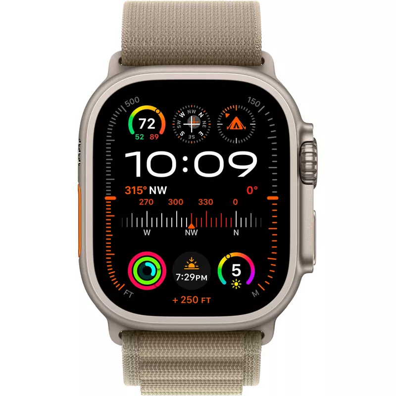 Apple Watch Ultra 2 (GPS + Cellular) 49mm Titanium Case with Olive Alpine Loop with Blood Oxygen - Medium - Titanium