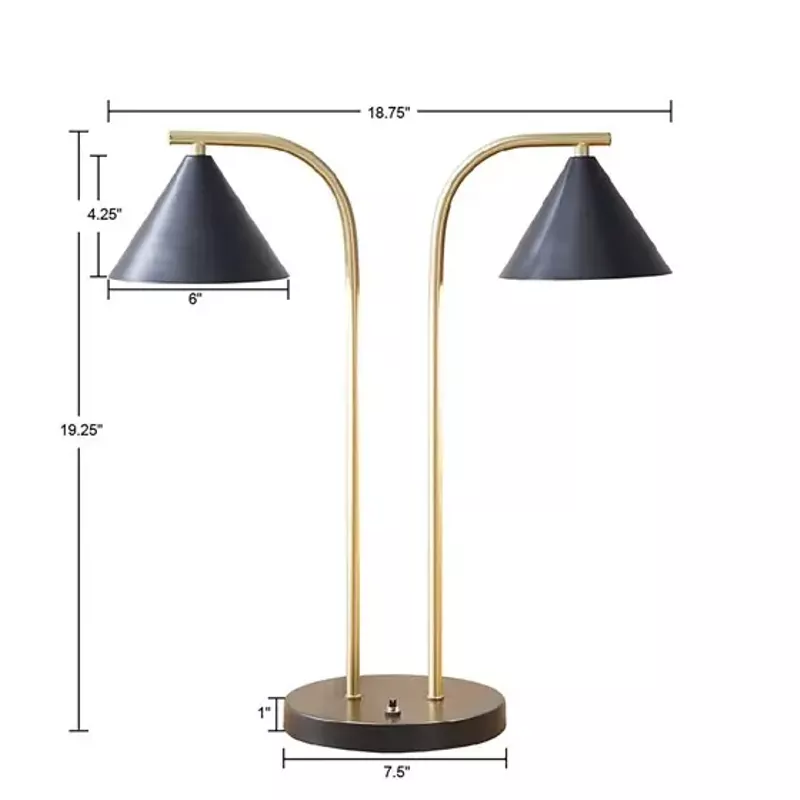 Bower 2-Light Metal Table Lamp with Chimney Shades