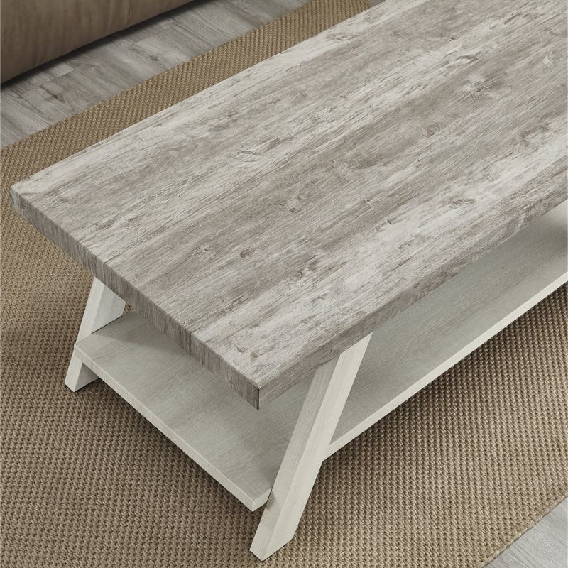 Roundhill Furniture The Gray Barn Cedar Ridge Contemporary Replicated Wood Shelf Coffee Table - White