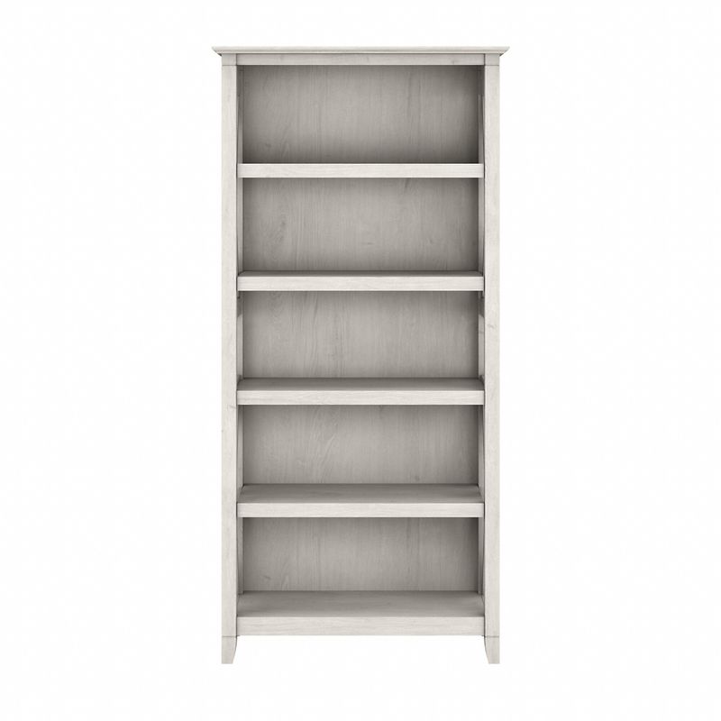 Key West 5 Shelf Bookcase by Bush Furniture - Shiplap Gray/Pure White