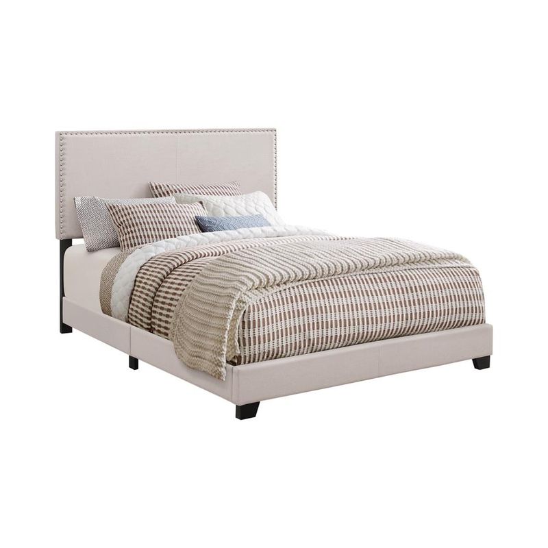 Boyd Twin Upholstered Bed with Nail head Trim Ivory