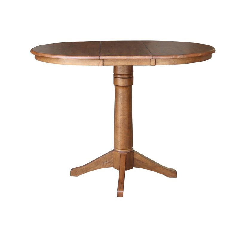 36" Round Extension Dining Table with 4 Stools - Oak