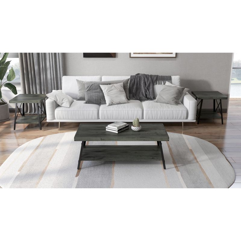 Carbon Loft Oliver Modern Rustic Wood Coffee Table - Brushed Grey