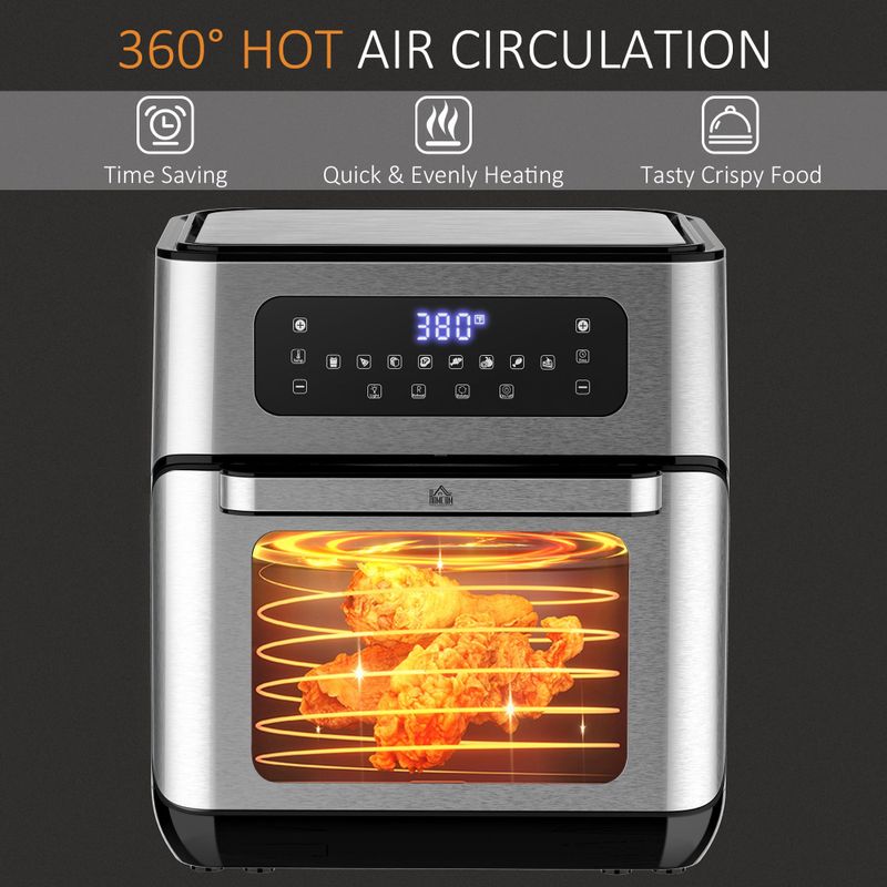 HOMCOM Air Fryer Oven 1500W 10 Quart Airfryer Toaster Oven 10 in 1 Rotisserie Roast Bake Reheat Dehydrate with Accessories - Black -...