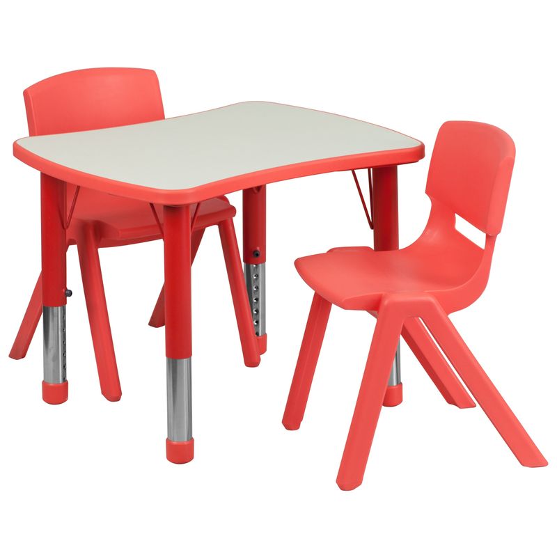 21.875"W x 26.625"L Rectangle Plastic Activity Table Set with 2 Chairs - Red