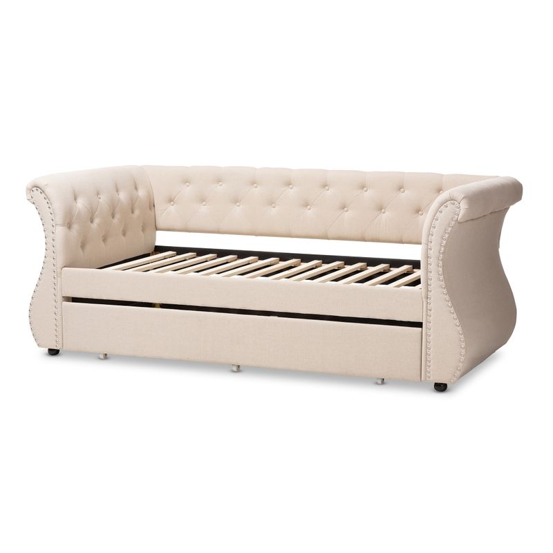 Contemporary Fabric Daybed with Trundle by Baxton Studio - Beige