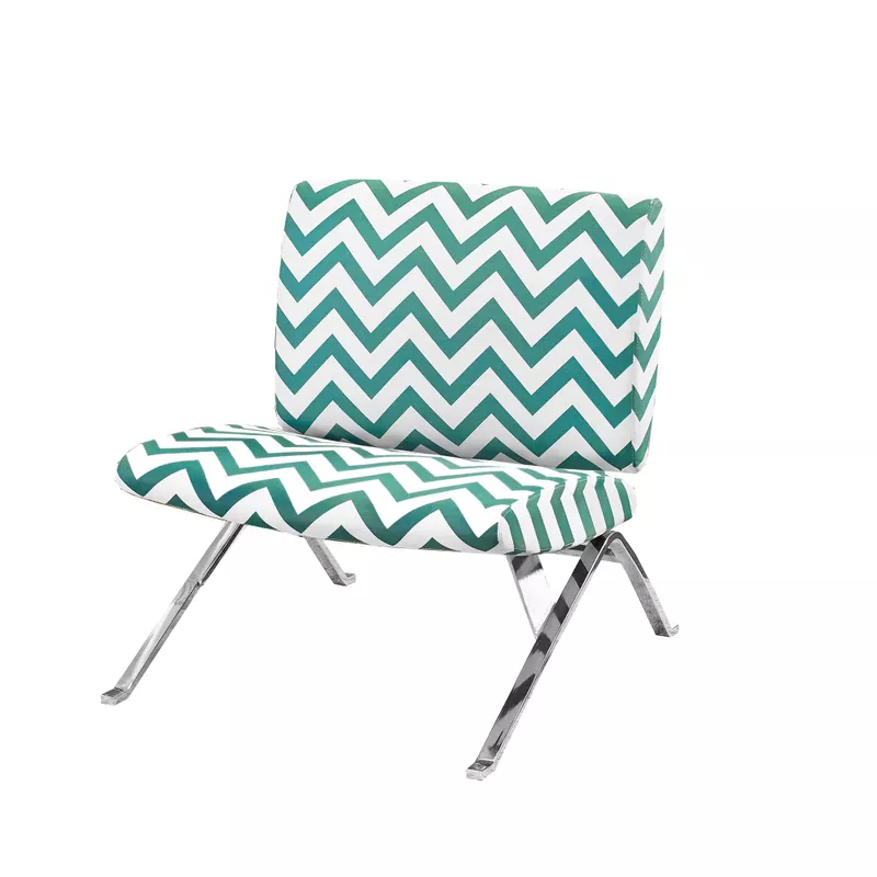 Accent Chair/ Armless/ Fabric/ Living Room/ Bedroom/ Fabric/ Metal/ Green/ Chrome/ Contemporary/ Modern