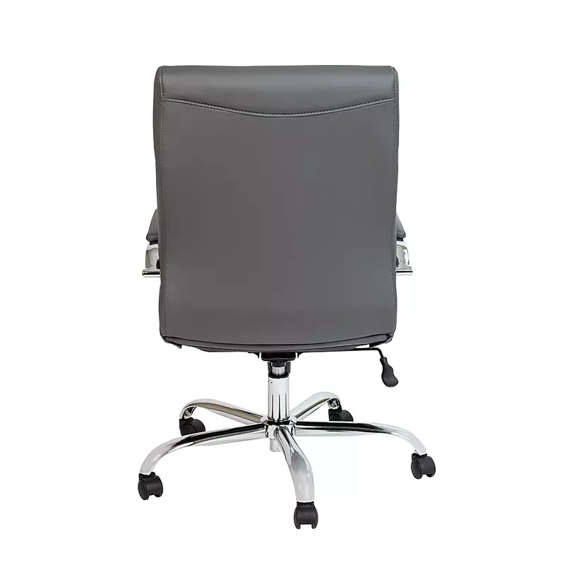 Alamont Home - Whitney Mid-Back Modern Leather/Faux Leather Executive Swivel Office Chair - Gray LeatherSoft/Chrome Frame