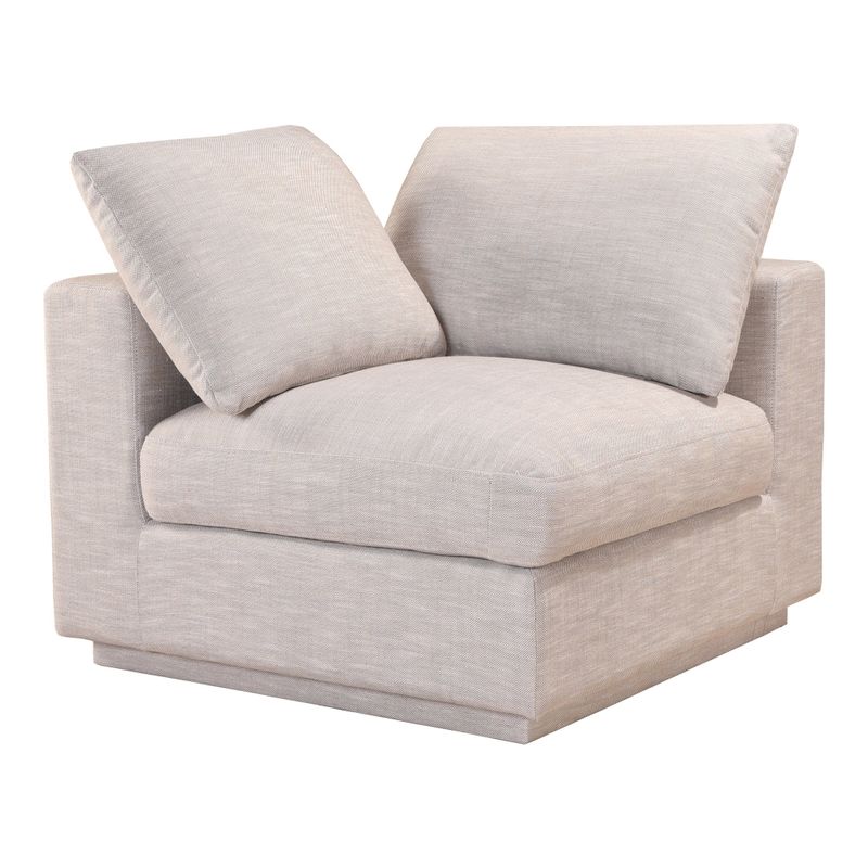 Aurelle Home Jimmie Soft Linen Modular Corner Chair - 34.25" x 38.25" x 37.75" - Taupe - Symmetrical