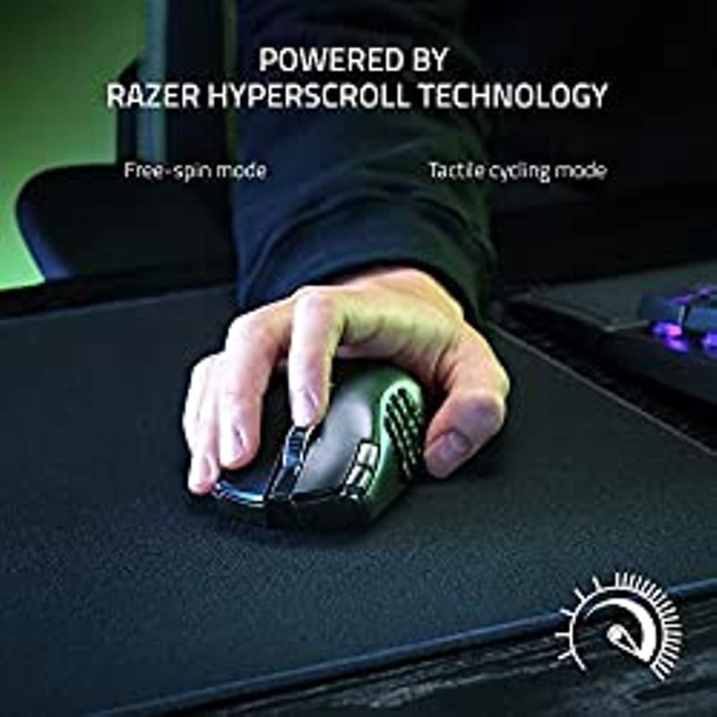 Razer Naga V2 HyperSpeed Wireless MMO Gaming Mouse: 19 Programmable Buttons - HyperScroll Technology - Focus Pro 30K Optical Sensor -...