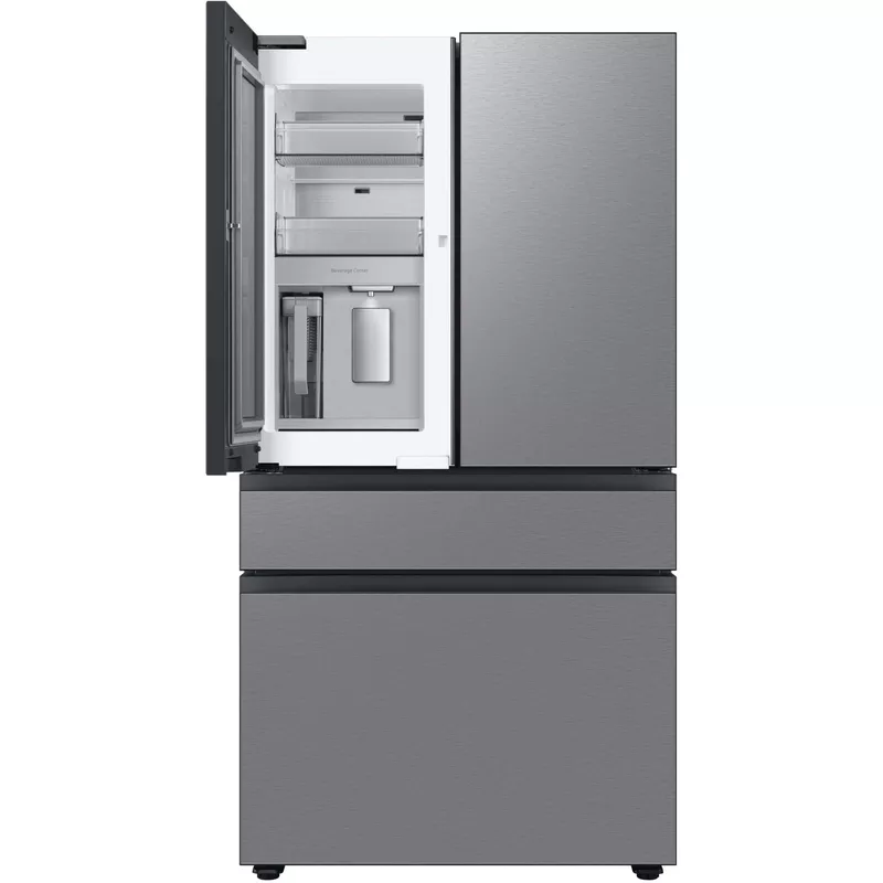 Samsung - BESPOKE 29 cu. ft. 4-Door French Door Smart Refrigerator with Beverage Center - Stainless Steel