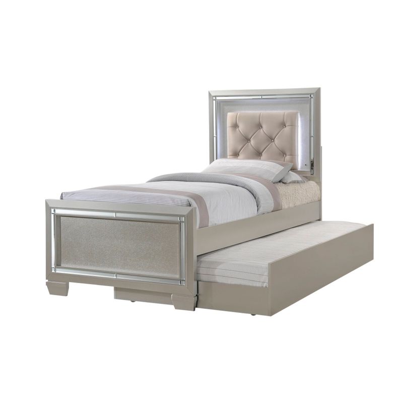 Silver Orchid Odette Glamour Youth Twin Platform w/ Trundle 5-piece Bedroom Set - Champagne