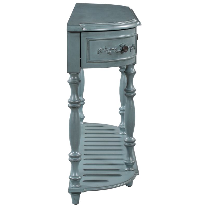 Modern Curved Console Table Entryway Table with 4 Drawers and 1 Shelf - Antique Blue