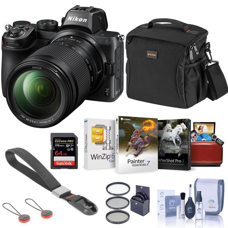 Nikon Z5 Full Frame Mirrorless Camera with 24-200mm VR Zoom Lens Bundle with 64GB SD Card, Bag, Corel Mac Software Kit, Wrist Strap and...