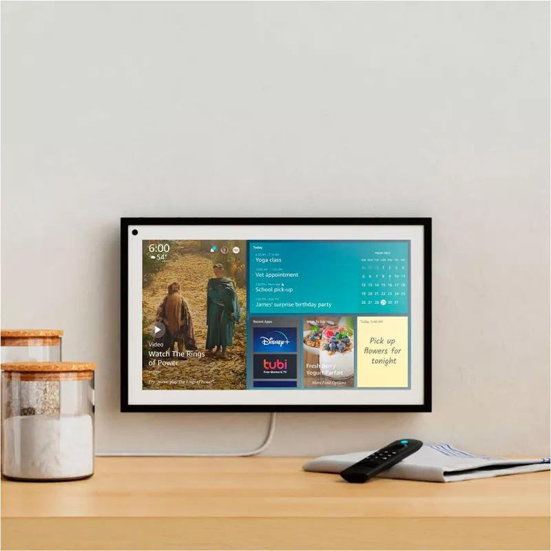Amazon - Echo Show 15 Full HD 15.6" smart display with Alexa and Fire TV built in Remote not included - Black/White