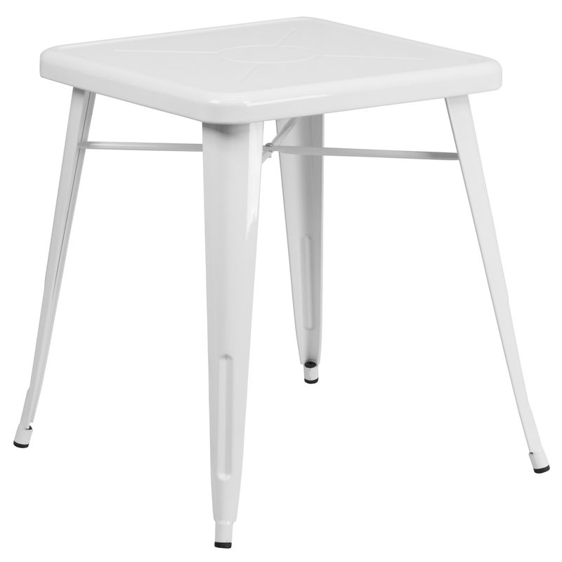 24-inch Square Metal Dining Table - White