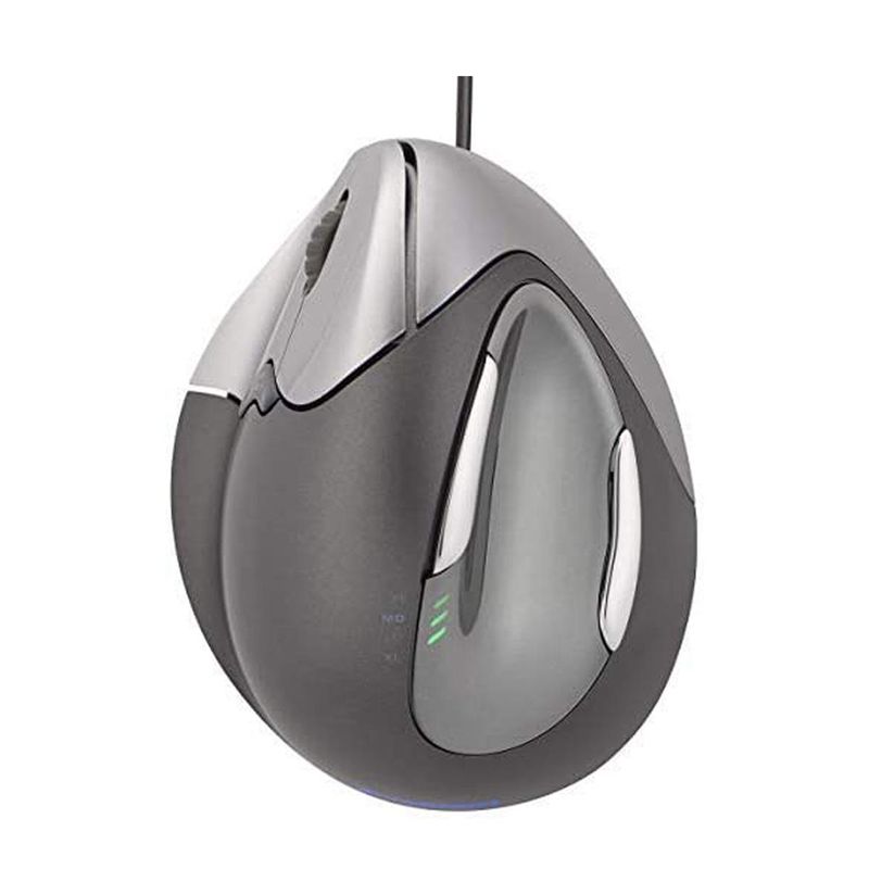 Evoluent VerticalMouse 4 Left-Handed Ergonomic Wired Mouse, Large, Silver/Gray