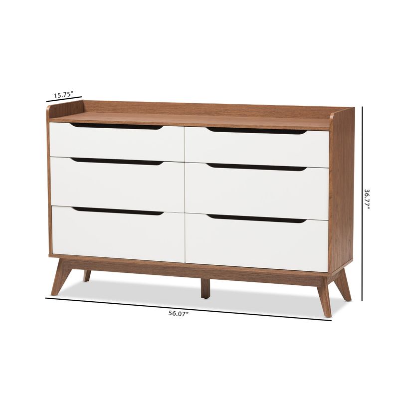 Carson Carrington Borlange 6-drawer Mid-century White/Walnut Chest - White/Walnut - 6-drawer