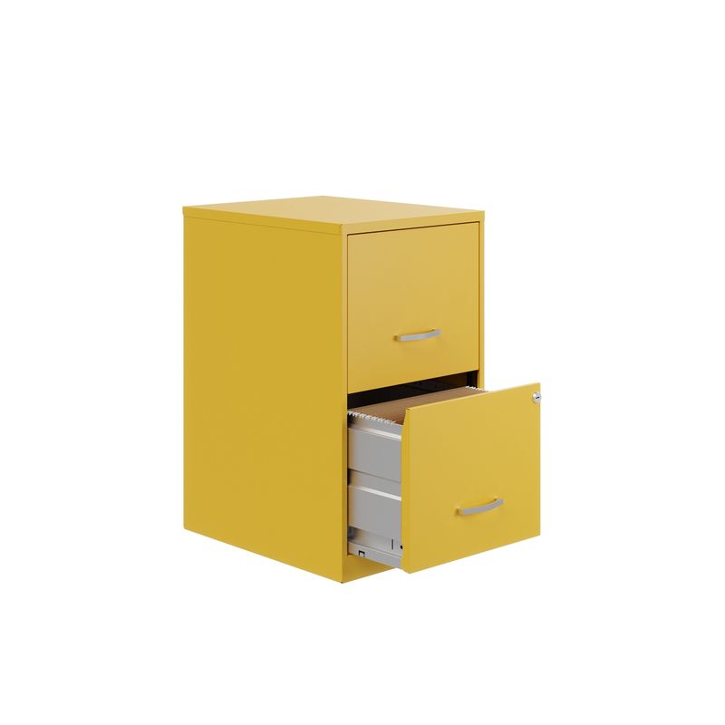 Space Solutions 18in. 2 Drawer Metal File Cabinet, Teal - Yellow - Letter