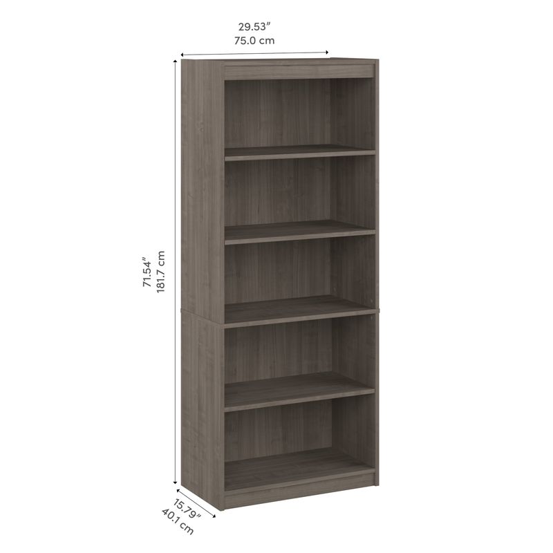 Universel 30W Standard 5 Shelf Bookcase by Bestar - Silver Maple