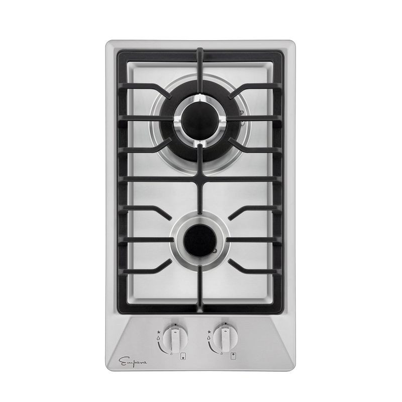 12 in. Gas Cooktop 2 Sealed Burners LPG Convertible Stove in Stainless Steel - Silver
