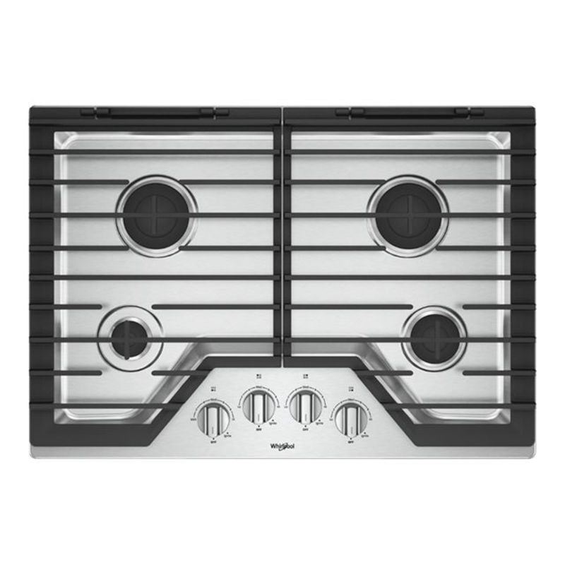 Whirlpool 30" Stainless Steel Gas Cooktop&#xa0;with Ez-2 Hinged Cast-iron Grates