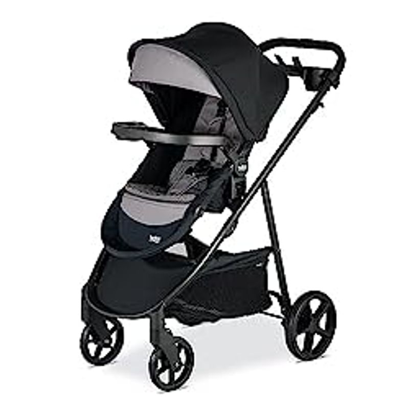 Britax Brook+ Modular Baby Stroller, Ultra-Lightweight Infant and Toddler Stroller with SafeWash Insert and 4 Ways to Stroll, Graphite Onyx