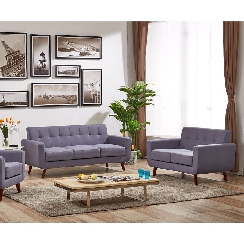 Grace Rainbeau Tufted Upholstered Living Room Sofa and Loveseat (Set of 2) - Tan
