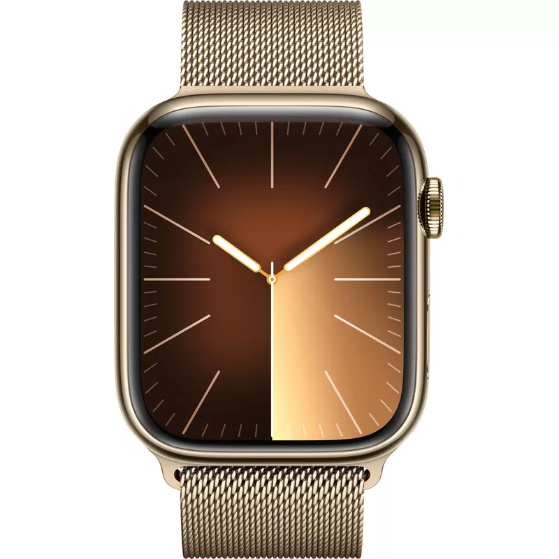 Apple Watch Series 9 (GPS + Cellular) 45mm Gold Stainless Steel Case with Gold Milanese Loop - Gold